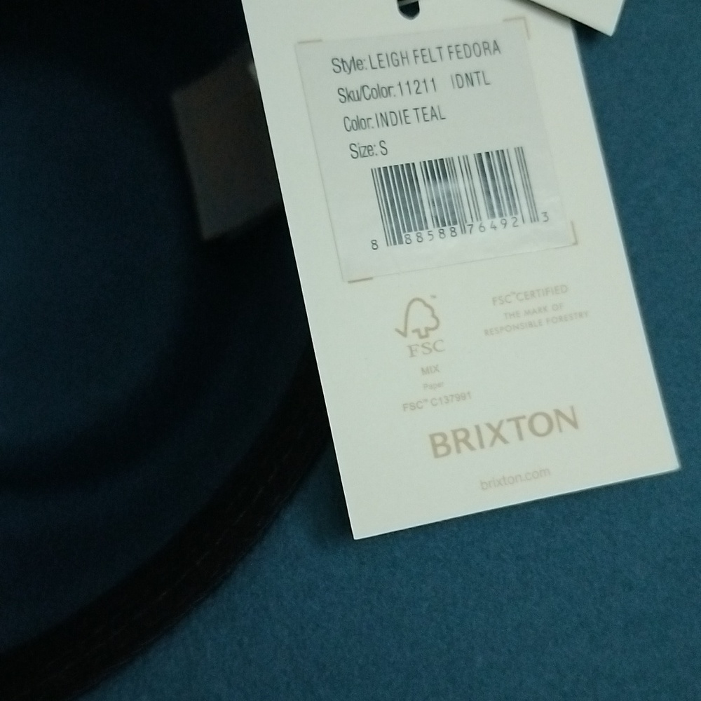 Brixton Leigh Australian WOOL FELT Wide Brim Fedora Hat INDIE TEAL BLUE NEW - Picture 16 of 17